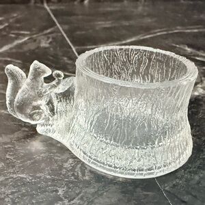 Squirrel with Tree Stump Glass Figurine